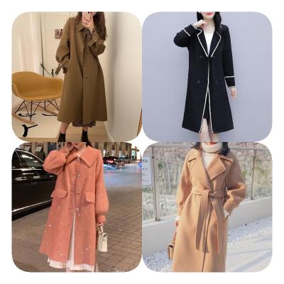 China Winter 2022 New Mid Length Woolen Wool Coat Women Sustainable College Wear Horn Buckle for sale