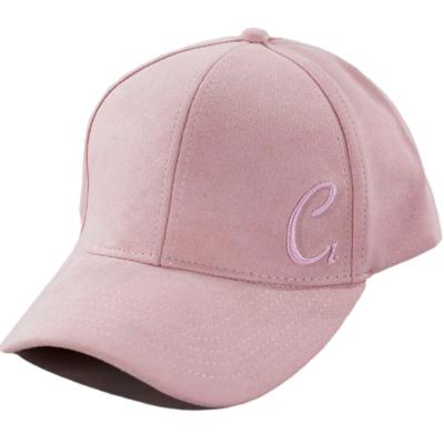 China Factory Price COMMON Design Your Own Logo 6 Panel Custom Embroidered Pink Suede Baseball Hat Cap for sale