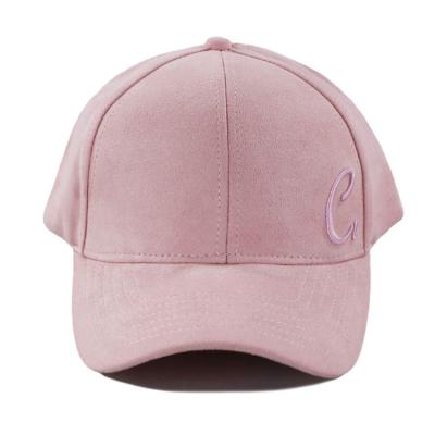 China JOINT Design Your Own Logo Womens 6 Panel Custom Embroidered Pink Suede Baseball Cap for sale