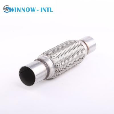 China Automotive Exhaust System Car Tubo De Escape Flexible Braided Exhaust Pipe With Nipple 304 Stainless Steel for sale