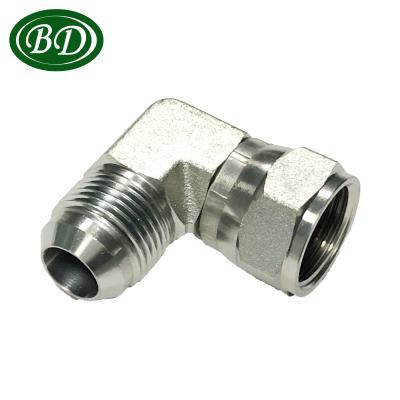 China Carbon Steel Stainless Steel 90 Degree Elbow Connector JIC Male BSPP Swivel Female 60 Degree for sale