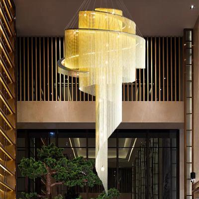 China Nordic Duplex Villa Living Room Staircase Chandelier Luxury Waterfall Aluminum Atlantis Chain Chandelier for sale