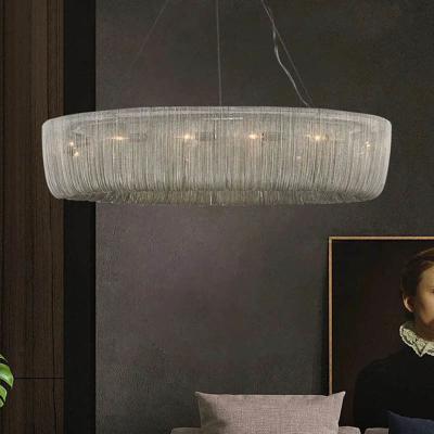 China Round Crystal Wire Mesh Chain Tassel Chandelier Dining Table Bedroom Ballroom Light for sale