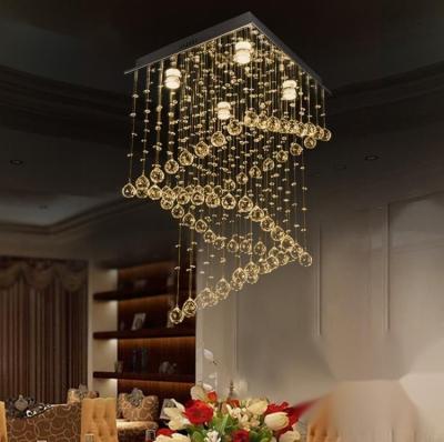 China Modern Staircase Chandelier Black Stainless Steel Crystal LED Chandelier for sale