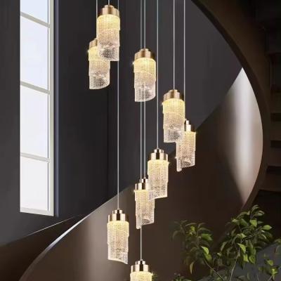 China Modern Spiral LED Staircase Chandelier Luxury Staircase hanging light for sale