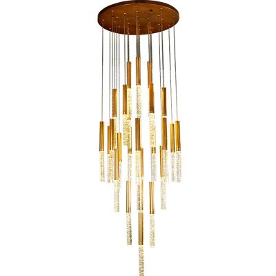 China Modern Gold Staircase Crystal Bubble LED Chandelier Long Pendant Light for staircase à venda