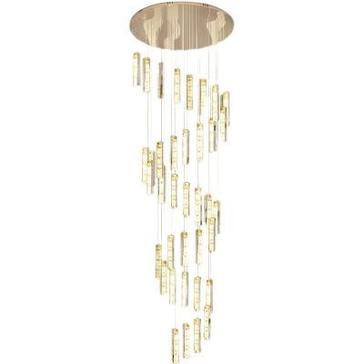 China Long chandelier for staircase Gold Stainless Steel Adjustable LED Chandeliers with Controlled Lighting for sale