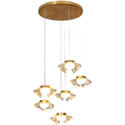 China Modern Luxury Acrylic LED Stairs Chandelier light for Restaurant and Hotel for sale