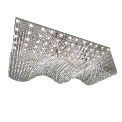 China Silver Round LED Modern Staircase lighting High Ceiling Light with Crystal and Stainless Steel for sale