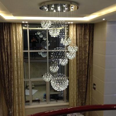 China Crystalline Stainless Steel LED Crystal Spiral Chandelier for Staircase Home Decor Te koop