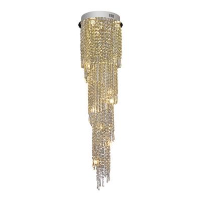 China Dubai Lighting Chrome Crystal Staircase Chandelier For Luxury Home Decor Te koop