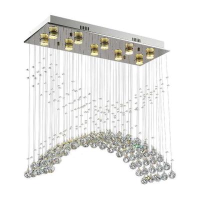 China Ceiling Mount Long Chandelier for Staircase Round Crystal LED Staircase Chandelier Te koop