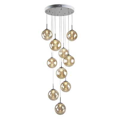 中国 Nordic Glass Ball LED Chandelier Staircase Ceiling Lighting for Hotel Villa Restaurant 販売のため