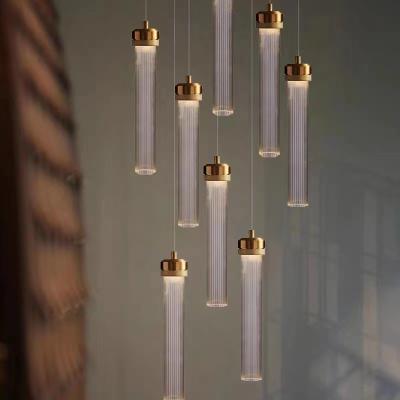 China Art Deco Style Stair Chandelier Modern Adjustable LED Long Pendant Light Te koop