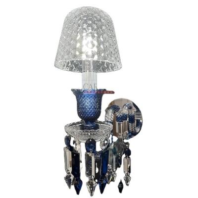 China Modern Luxury Crystal LED Wall Lamp with Off White Fabric Shade for sale