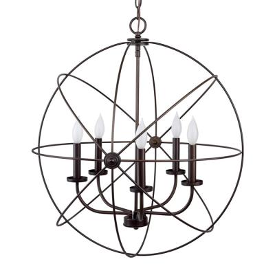 China 50000 Hour Lifespan Industrial Rustic Iron Round Pendant Lamp for Living Room Bedroom for sale