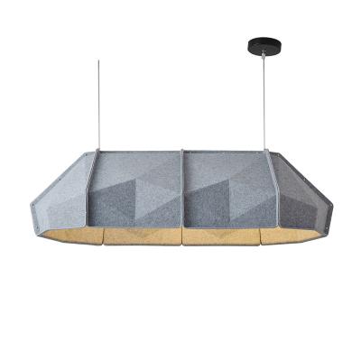 China Modular Large Meeting Room Lights Chandelier Classic Grey Acoustic Felt Lamp for sale