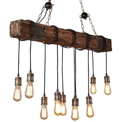 Cina 10-Light Farmhouse Drift Wooden Chandelier Pendant Light for Kitchen and Pool Table in vendita