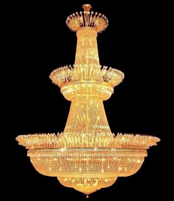 China High Ceiling Chandelier for Mosque Traditional Empire K9 Crystal Hanging Light in Gold for sale