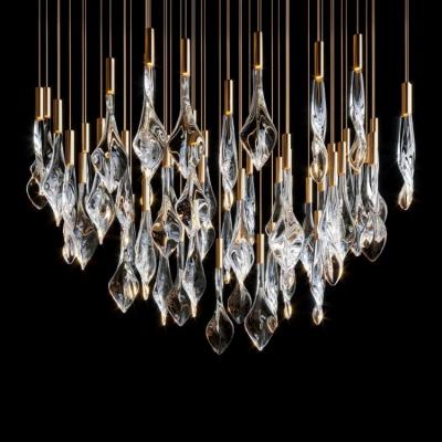 China 15lm/w Stainless Steel and Crystal Chandelier Pendant Lamp for Hotel Villa Lobby Project for sale