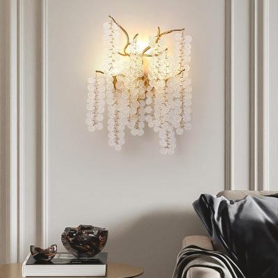 China SMD Led Chip Post-Modern Crystal Branch Tree Wall Lamp for Personalized Bedroom Lighting for sale