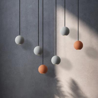 China Wholesale Interior Decoration Gray Cement Concrete Ball LED Hanging Lighting Nice Pendant Lamp for Residential House for sale