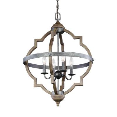 China Classic design vintage pumpkin wooden chandelier wood ceiling lamp American for sale