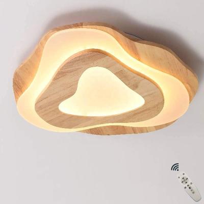 China Modern LED Lighting Acrylic and Wood Ceiling Lamp Fixtures for Bedroom Living room Study Wooden Indoor Decor Light for sale