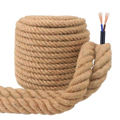 China Wholesale DIY OEM Customized Designer Jute Hemp Rope Cable Power Cord for Pendant Hanging Lamp restaurant Bar Decor for sale