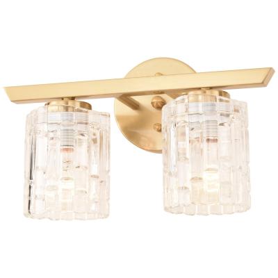 China Modern 2-Light Brushed Brass Bathroom Vanity Light Wall Sconce Lighting Manufacturer for sale