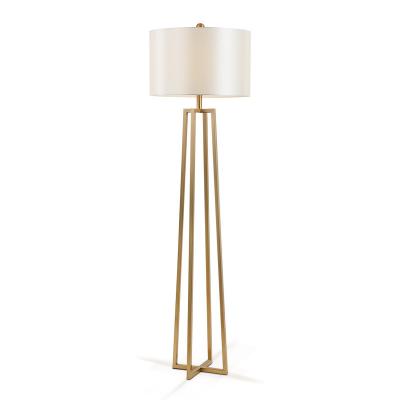 China Luxury Bronze New Design Fancy Tripod Floor Lamp Shades Metal Decorative Hotel Fabric Modern LED Small Minimalist for sale