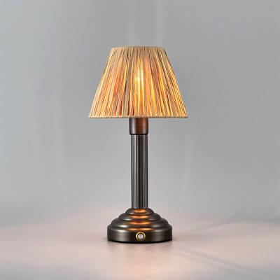 China 2700K Art Decor Lighting E14 Battery Table Lamp Retro Restaurant Desk Mood Rechargeable Bedroom Fabric for sale