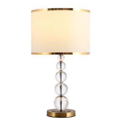 China Modern Luxury Table Lamp Linen Shade Personality Crystal Ball Desk Light Fixture Living Bedroom Night Stand Lamp for sale