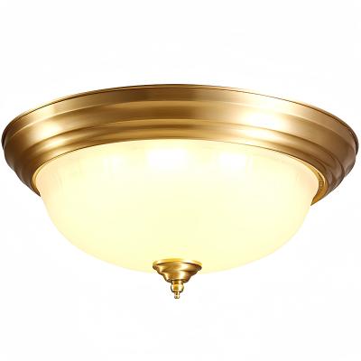 China American vintage brass led flush mount copper glass lamp shade bedroom s luxury bronze frosted ceiling for home for sale