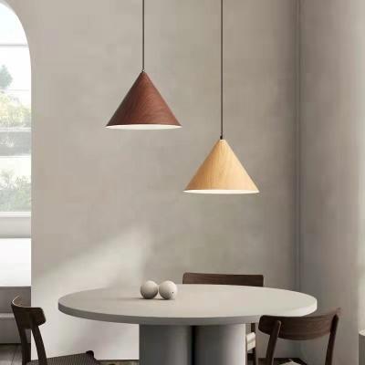 China Nordic wood grain Pendant light living room bedroom restaurant single acrylic lamp office villa decorative small light for sale