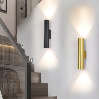 China Led reading Wall Lamps Indoor Hotel Bedside COB 12W Spotlight Golden Black up and down Light Bedroom Stair Sconces for sale