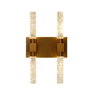 China Artdecolite 2 lights Hot Selling Modern Wall Light bronze wall crystal cylindrical rod lamp for sale