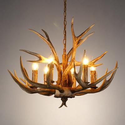 中国 D27.56 Inch Resin Antler Chandelier Design Art Retro Decoration Pendent Lamp Country Living Room Villa Restaurant American Light 販売のため