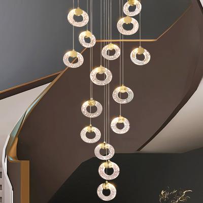 중국 Modern Stair Chandelier Simple Ring Crystal Gold Pendant Light Staircase Chandeliers 판매용