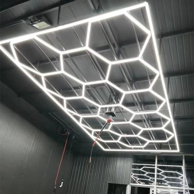 China 2435mm*4845 Hexagon Detailing Workshop Ceiling Led Lights For Car Shop And Garage honeycomb lights hexagonal led light for sale