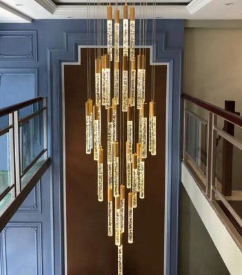 China highend luxury large modern long crystal chandeliers for hotel halls staircase lighting cilling light led chandelier for sale