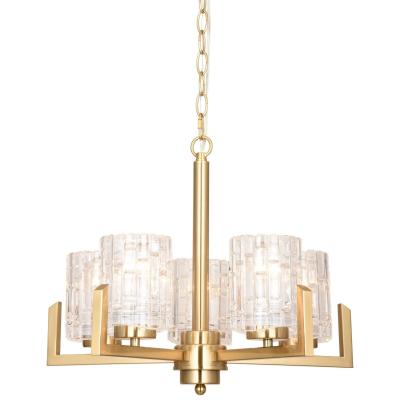 China 19 Inch Modern Chandeliers Brushed Brass Ceiling Light Contemporary Lighting Fixture for Dining Room Bedroom for sale