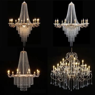 China Luxury Modern Gold glass K9 Crystal Chandelier indoor Living Room hanging lighting for hotel bedroom Pendant Lights Chandeliers for sale