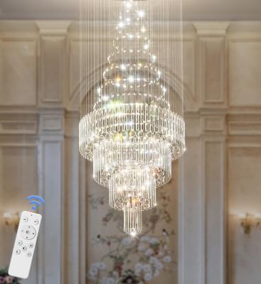 China Modern Raindrop Crystal Chandelier High Ceilings Large Pendant Light Fixture Villa Entrance Foyer Staircase Middle Room for sale