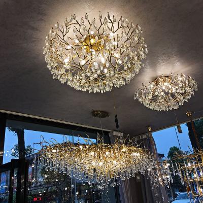 China Modern Crystal Chandelier Branch Ceiling light Nordic Vintage led brass gold dining living room hotel luxury pendant light for sale