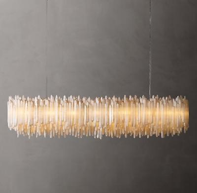 China Selenite Crystal Linear Rectangular Dining Room Chandelier 72