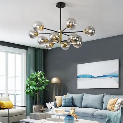 中国 308 Modern decorative nordic style led pendant lighting sputnik black golden chandelier for living room bedroom glass 販売のため