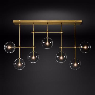 China Luxury glass brass ceiling lamp rectangular restaurant gold branch chandelier for sale