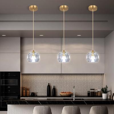 China G9 Copper Crystal Led Ceiling Hanging Nordic Modern Pendant Light Kitchen Island for sale