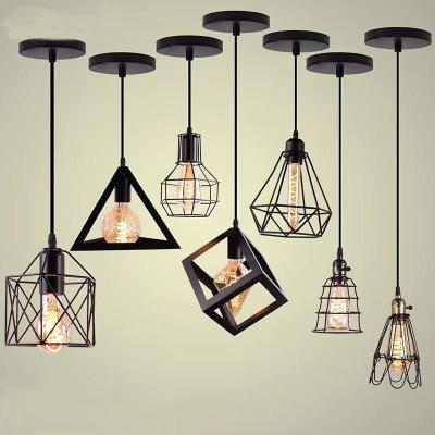 중국 E27 Base Nordic Pendant Lights Iron Loft Cage Indoor Chandeliers Lamp Modern Industrial Metal Hanging 판매용